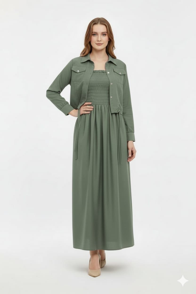 Jacket style Maxi SAGE GREEN