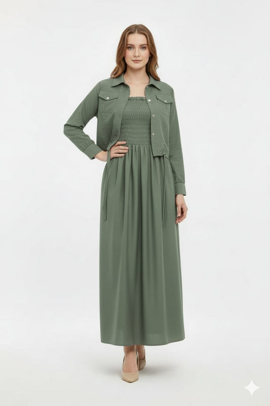 Jacket style Maxi SAGE GREEN