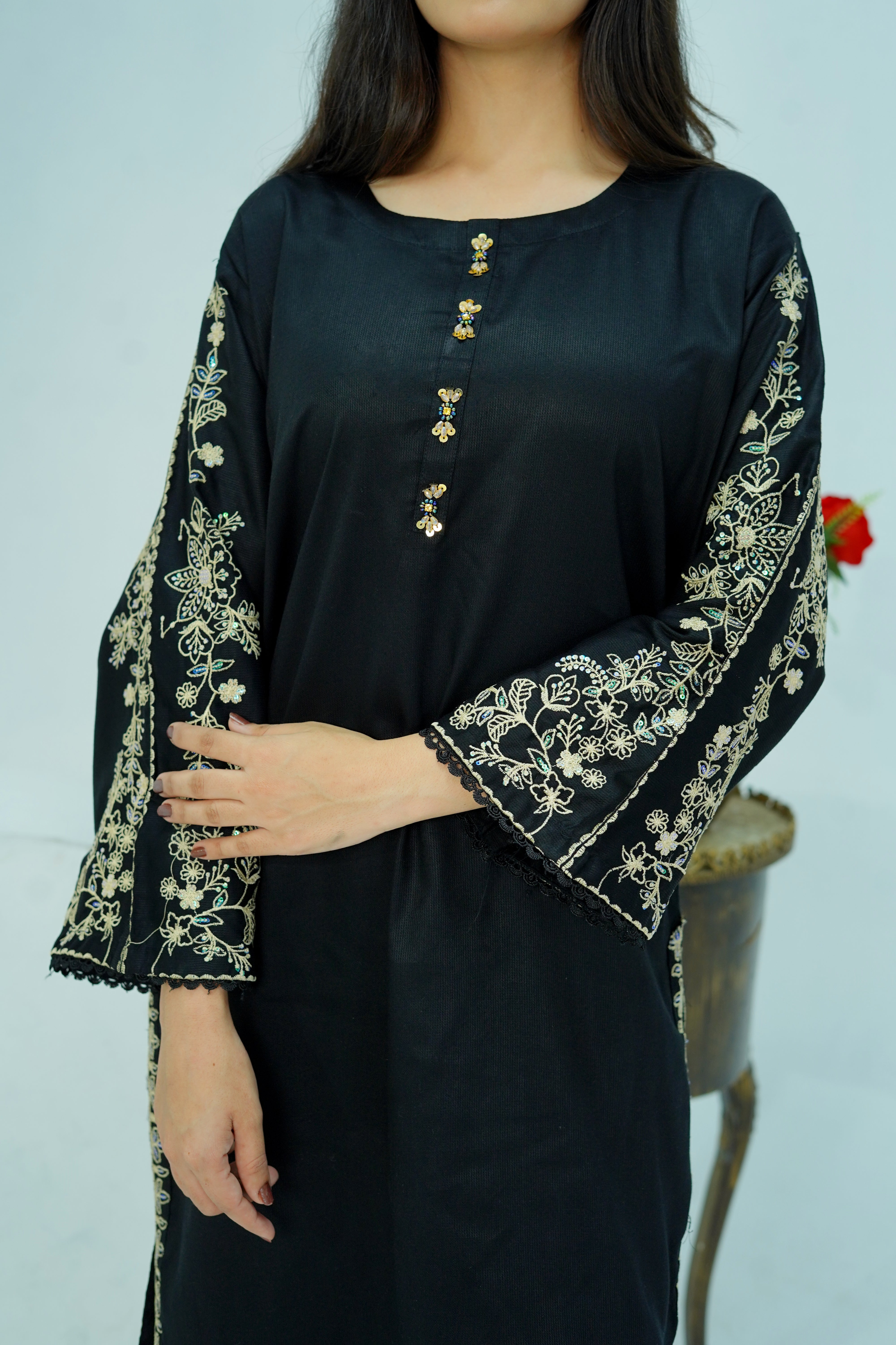 Winter Kotrai Black Embroidered 2pc Suit