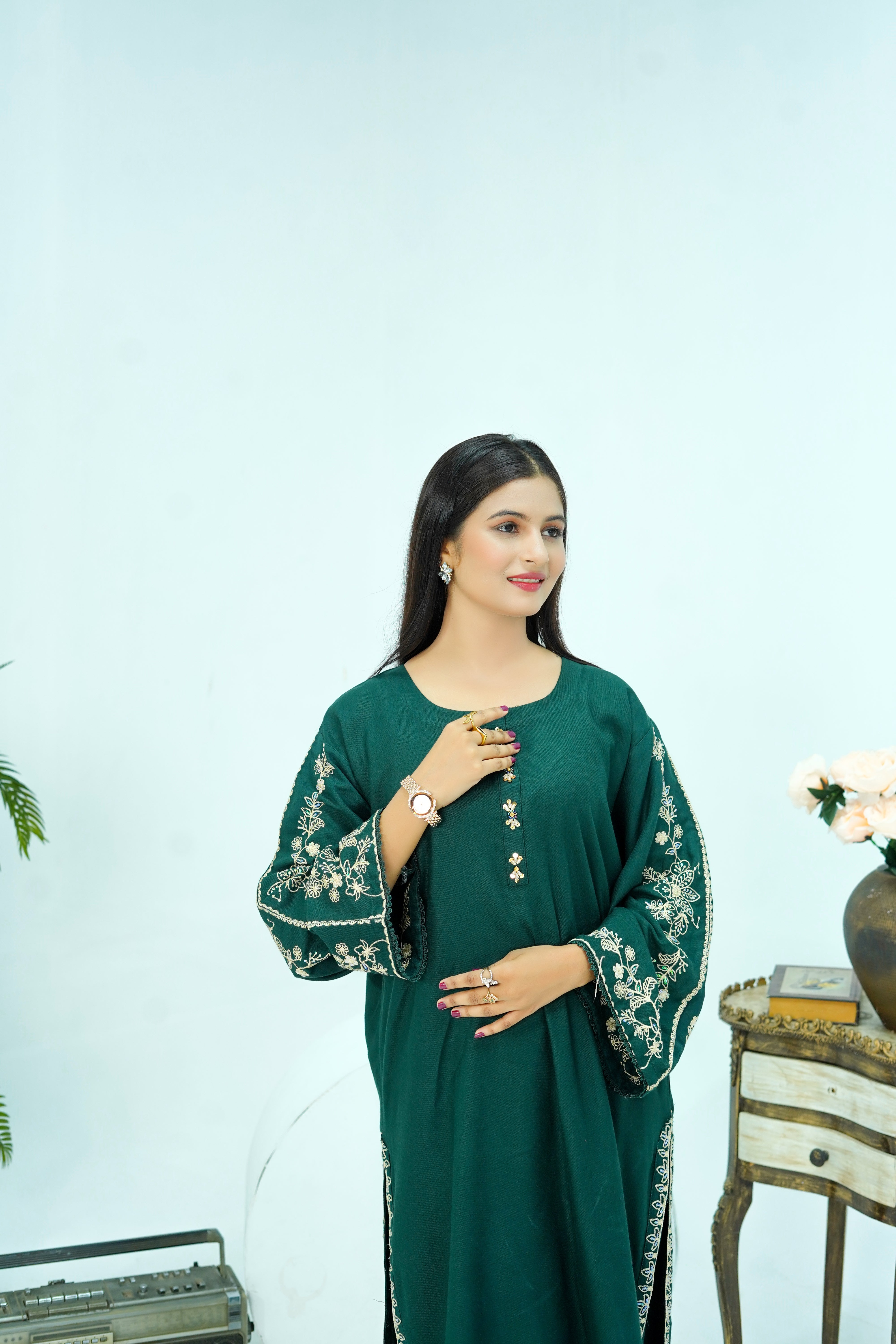 Winter Kotrai Green Embroidered 2pc Suit