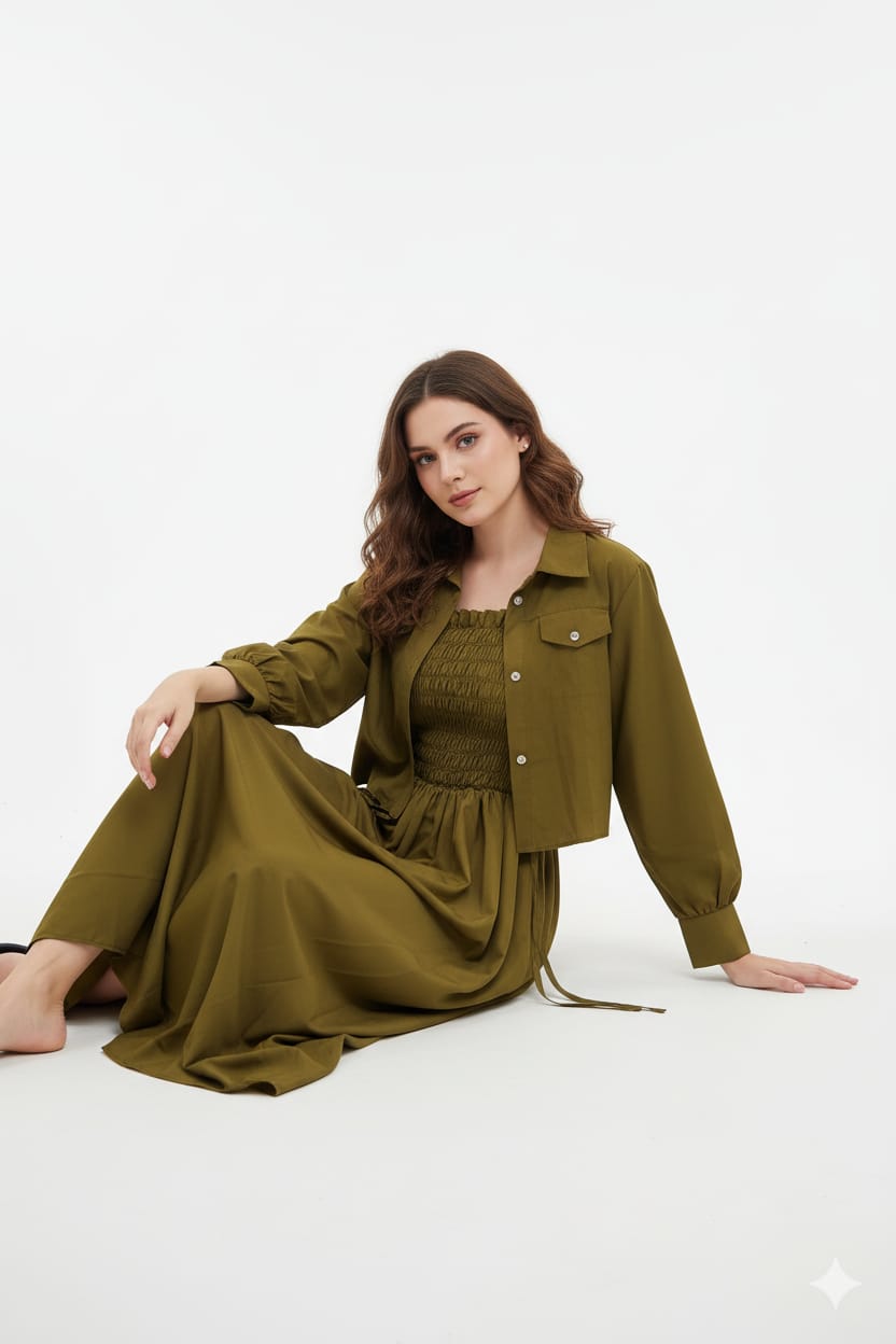 Jacket style Maxi OLIVE GREEN