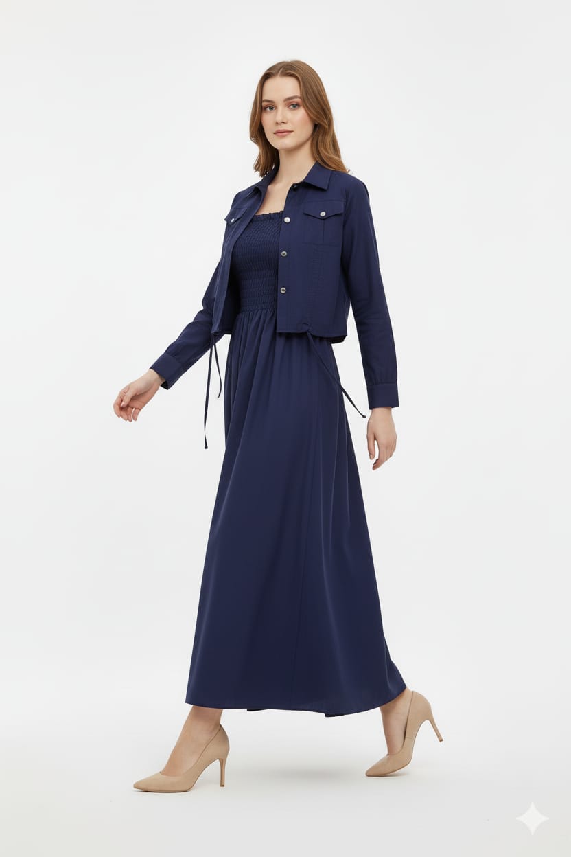Jacket style Maxi NAVY BLUE
