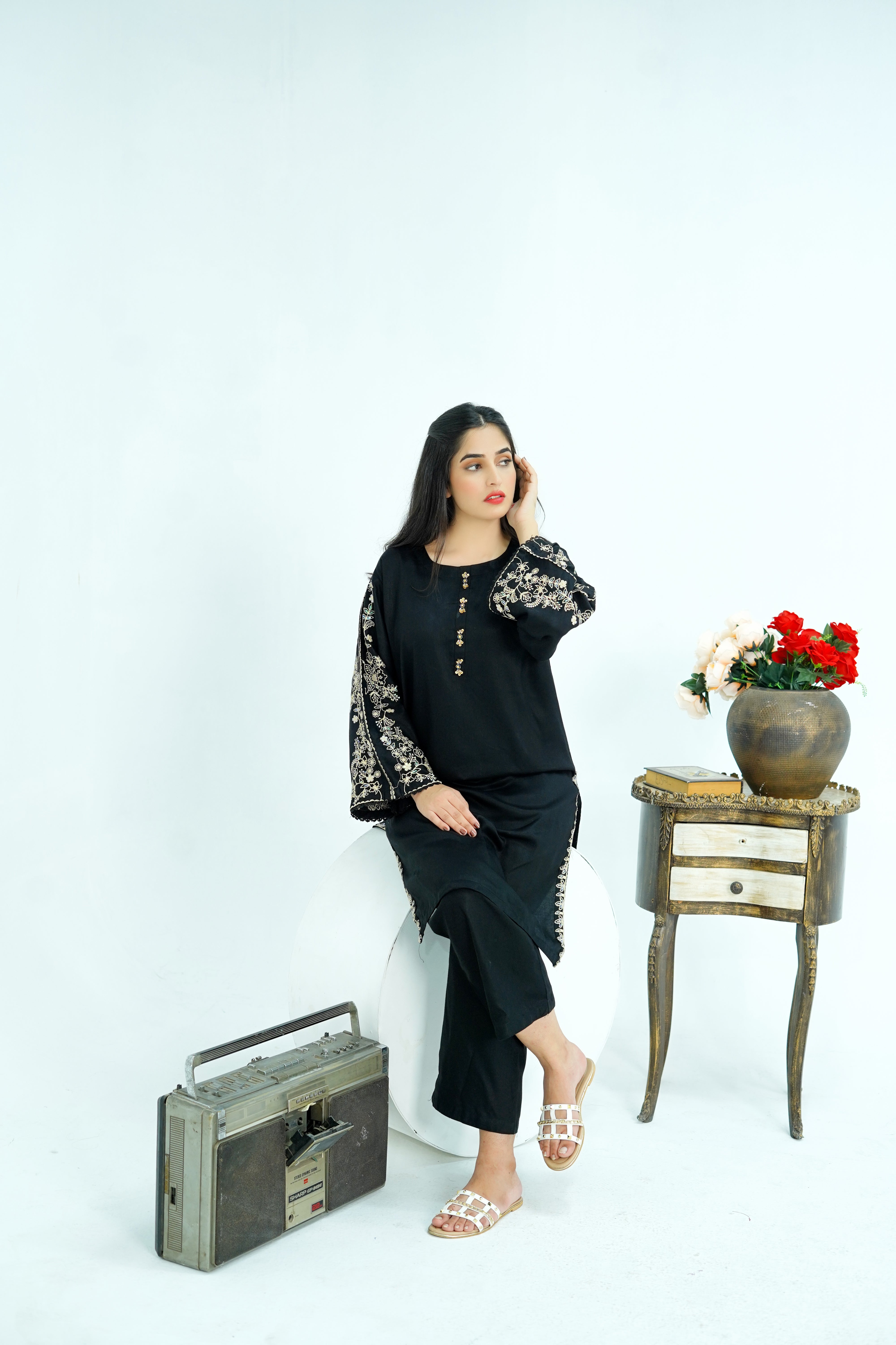 Winter Kotrai Black Embroidered 2pc Suit
