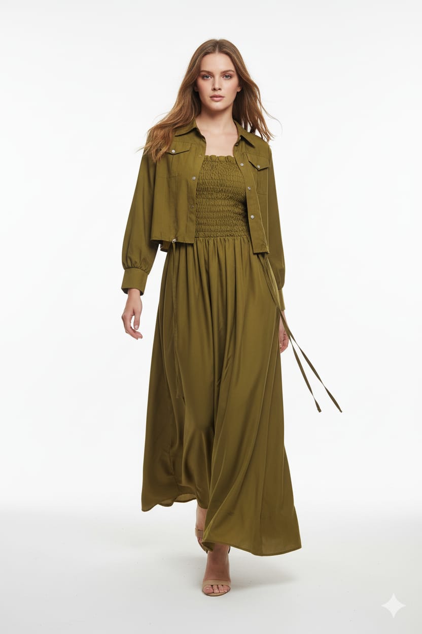 Jacket style Maxi OLIVE GREEN