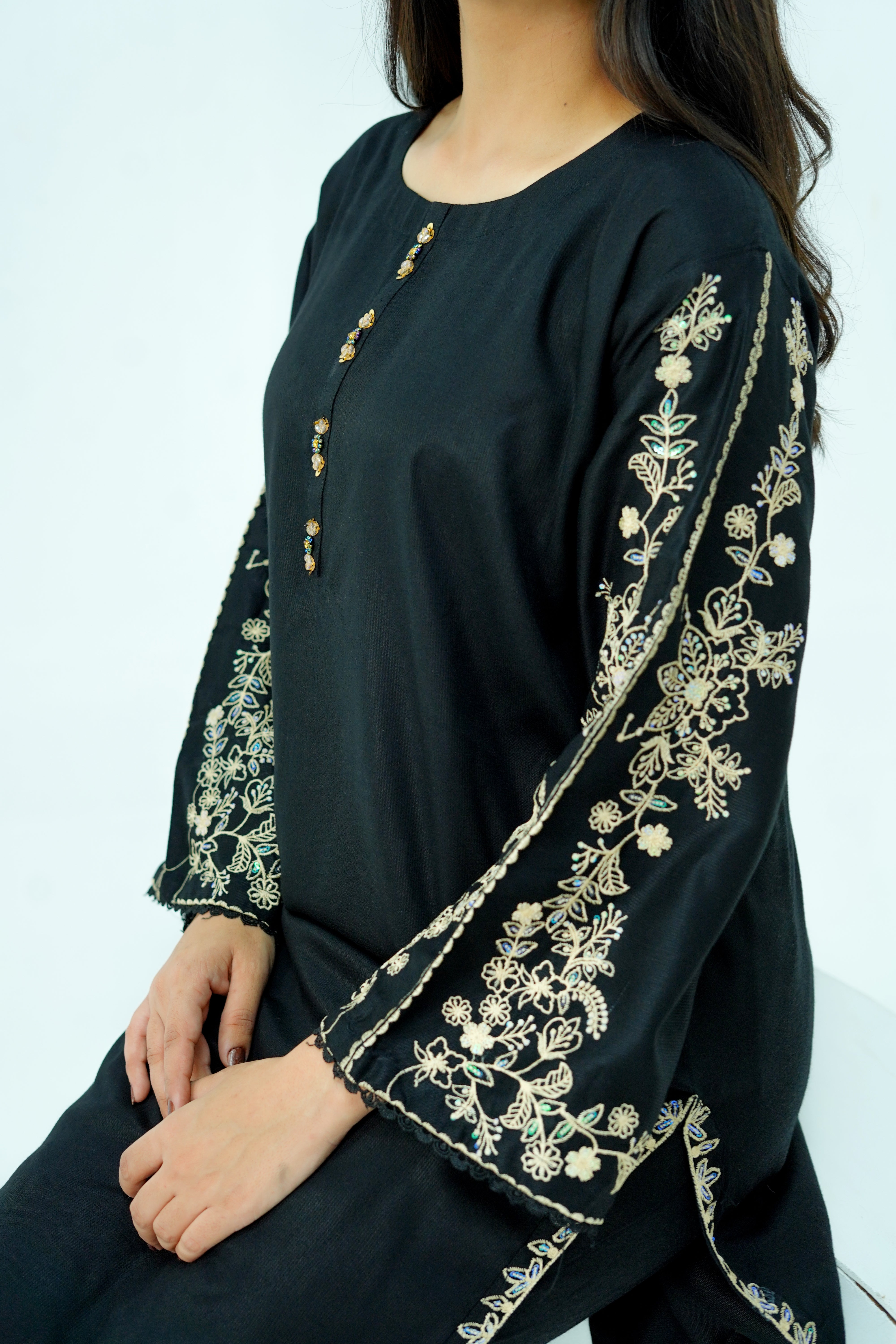 Winter Kotrai Black Embroidered 2pc Suit