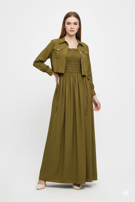 Jacket style Maxi OLIVE GREEN