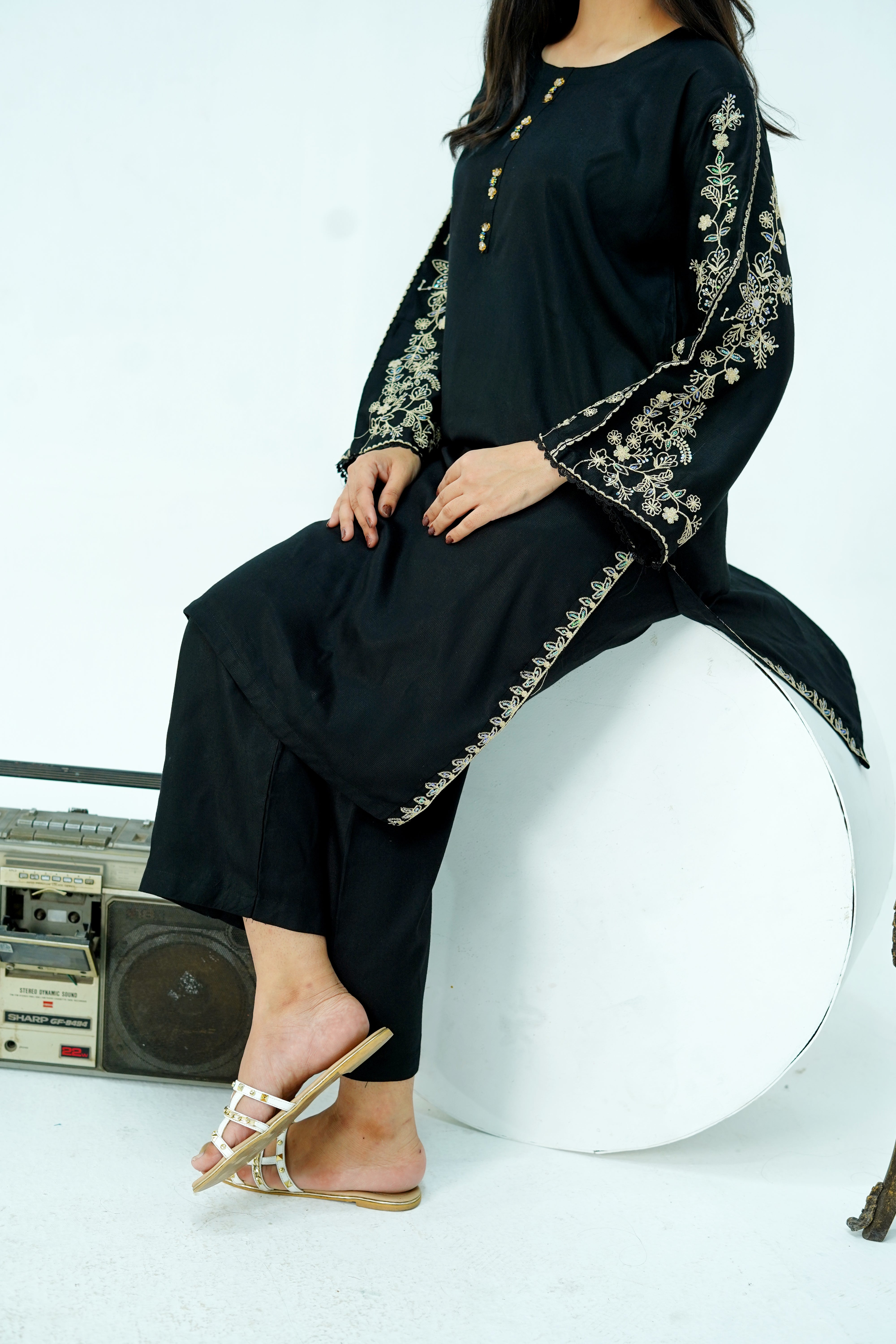 Winter Kotrai Black Embroidered 2pc Suit
