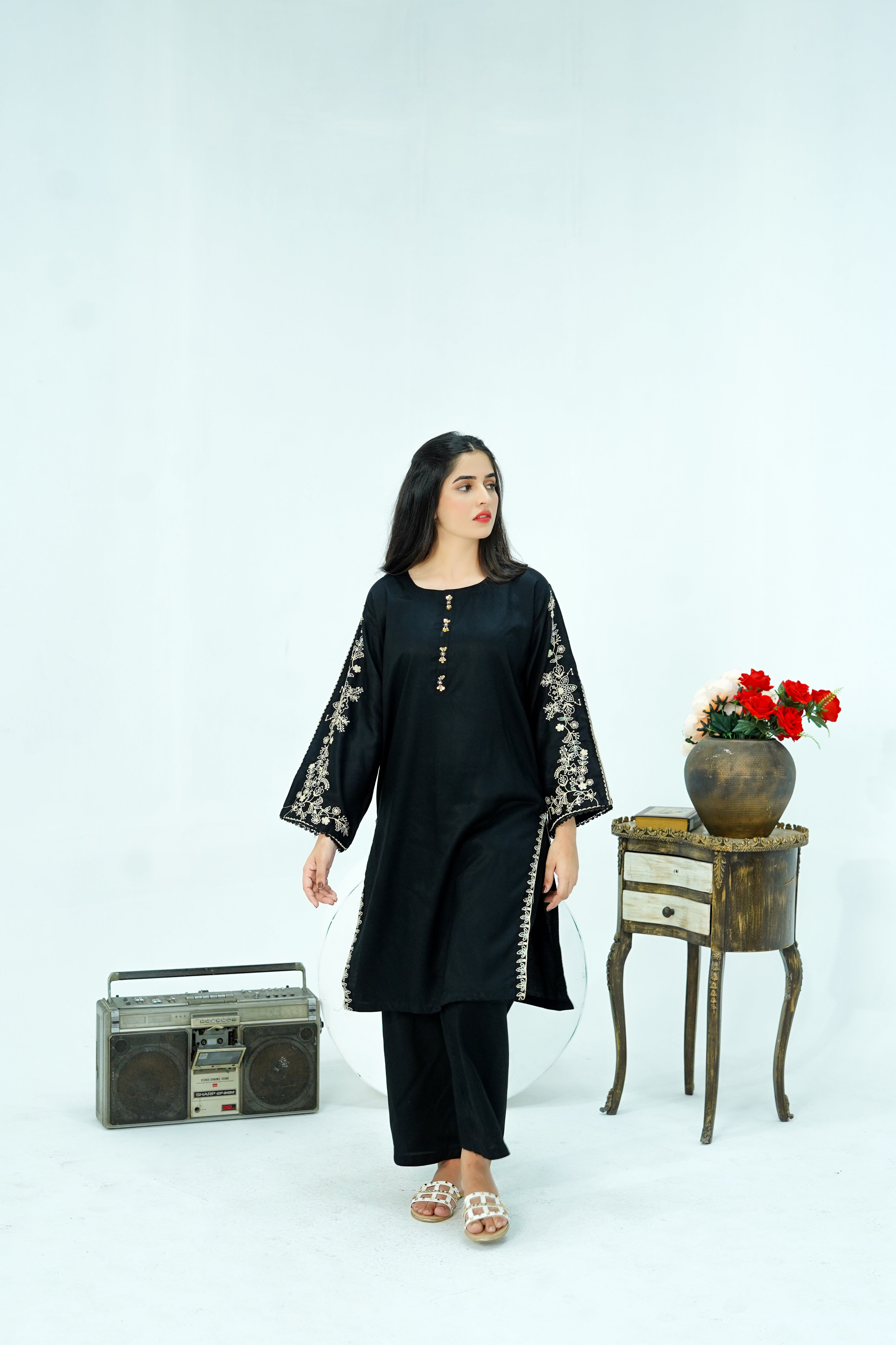 Winter Kotrai Black Embroidered 2pc Suit