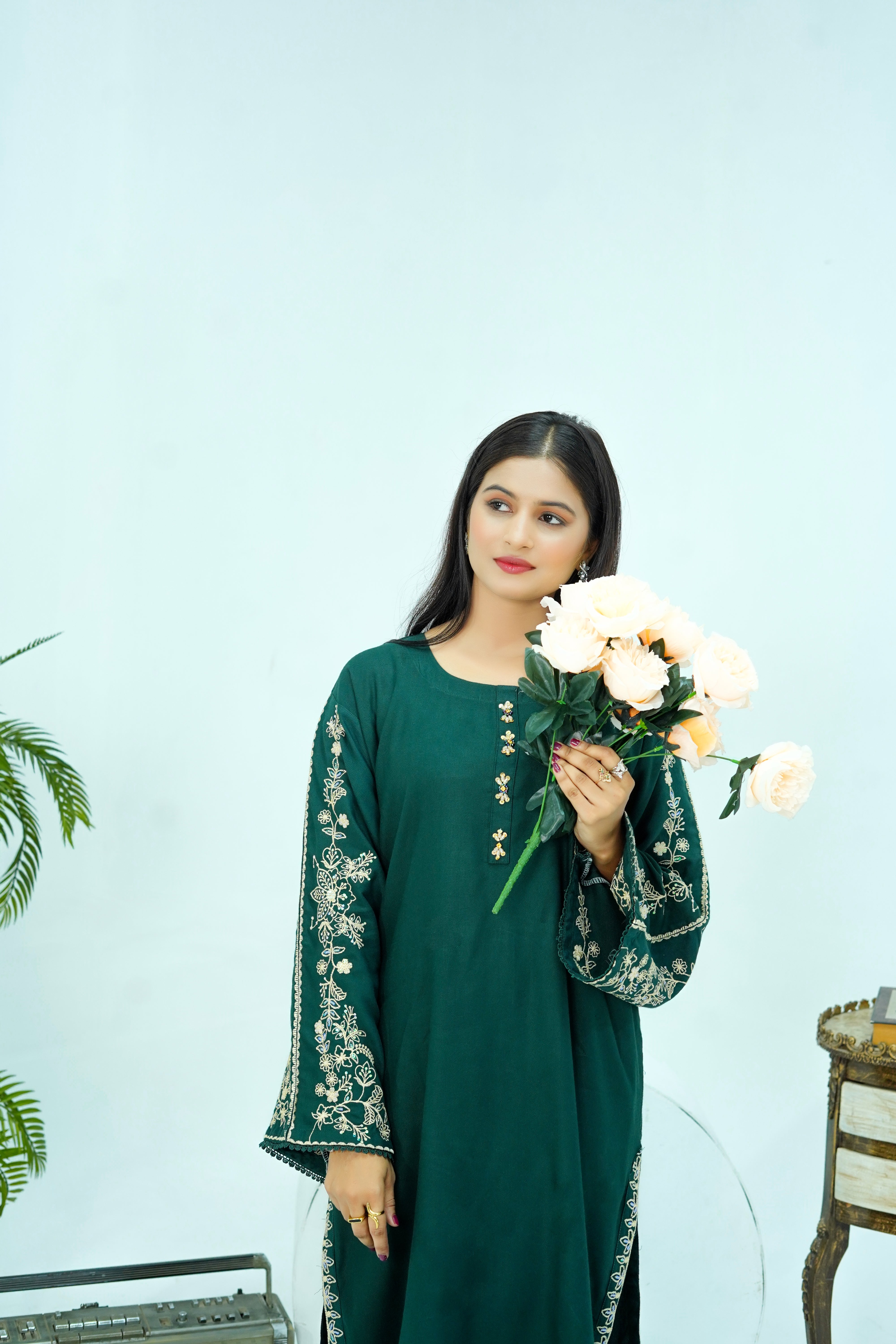 Winter Kotrai Green Embroidered 2pc Suit
