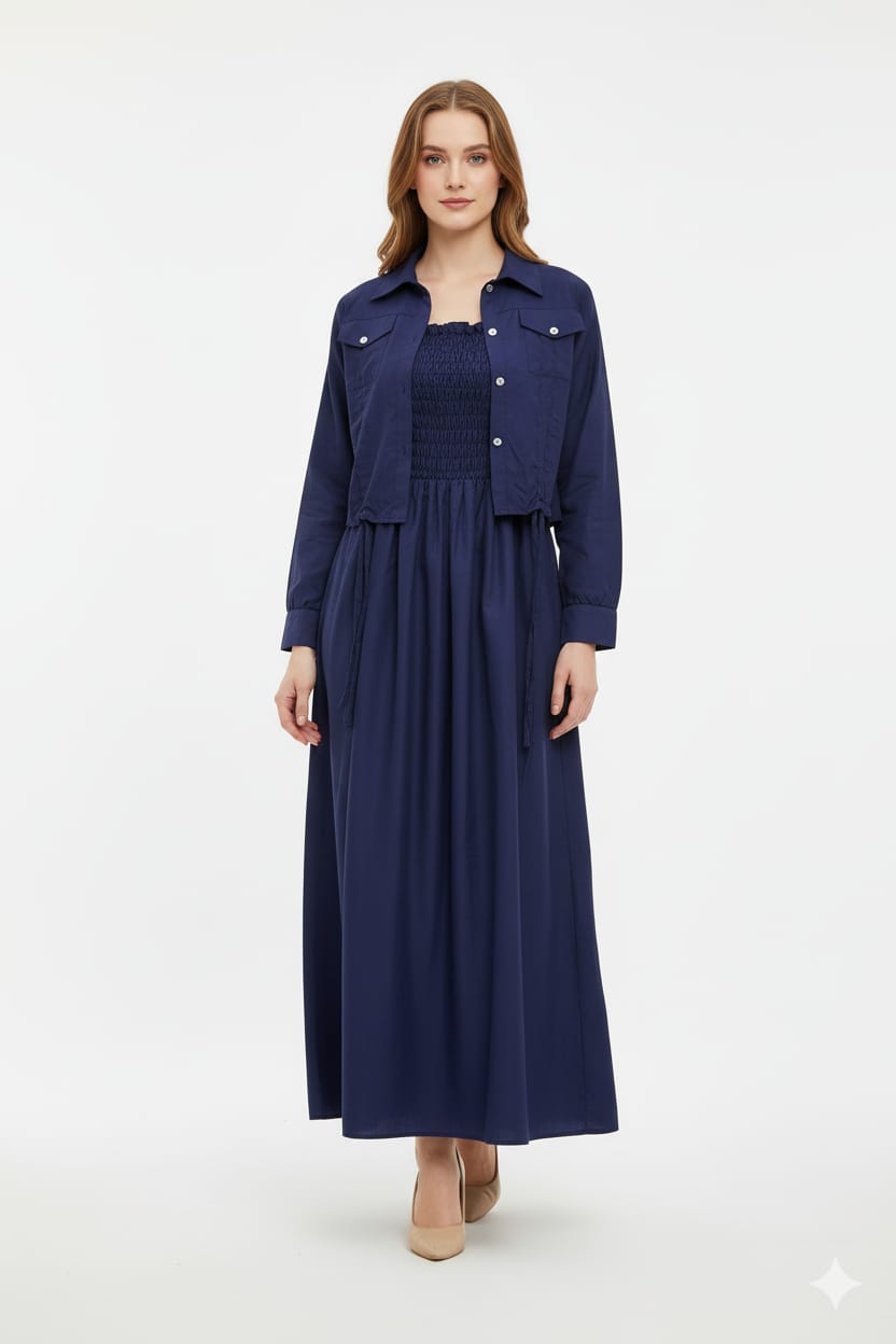 Jacket style Maxi NAVY BLUE