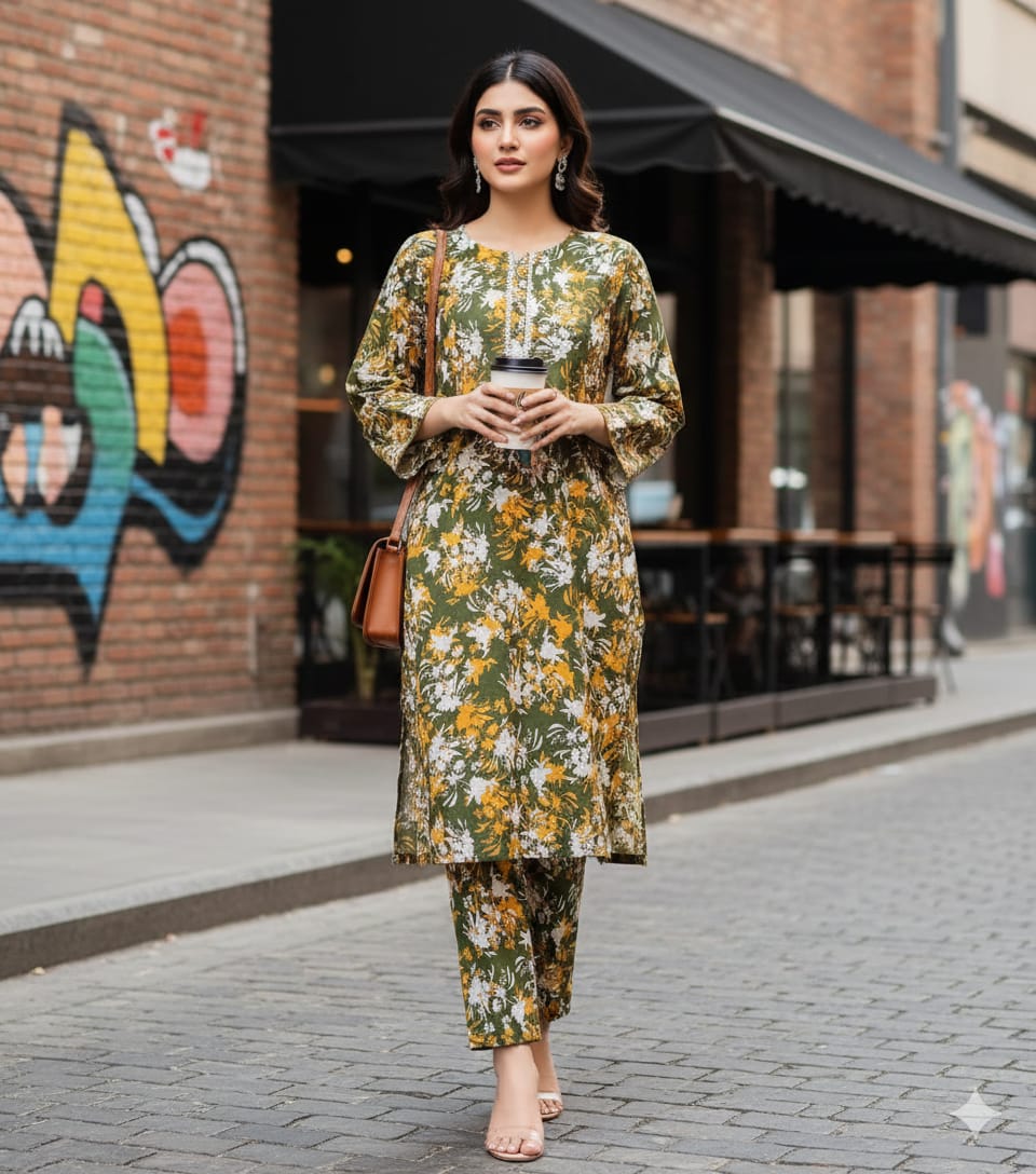 Digital Cotton Stitched 2pc Suit S M L XL