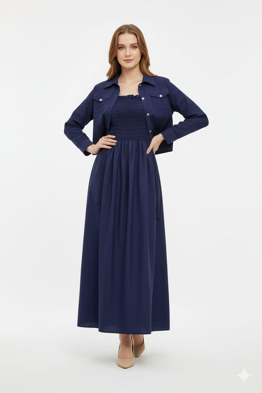 Jacket style Maxi NAVY BLUE