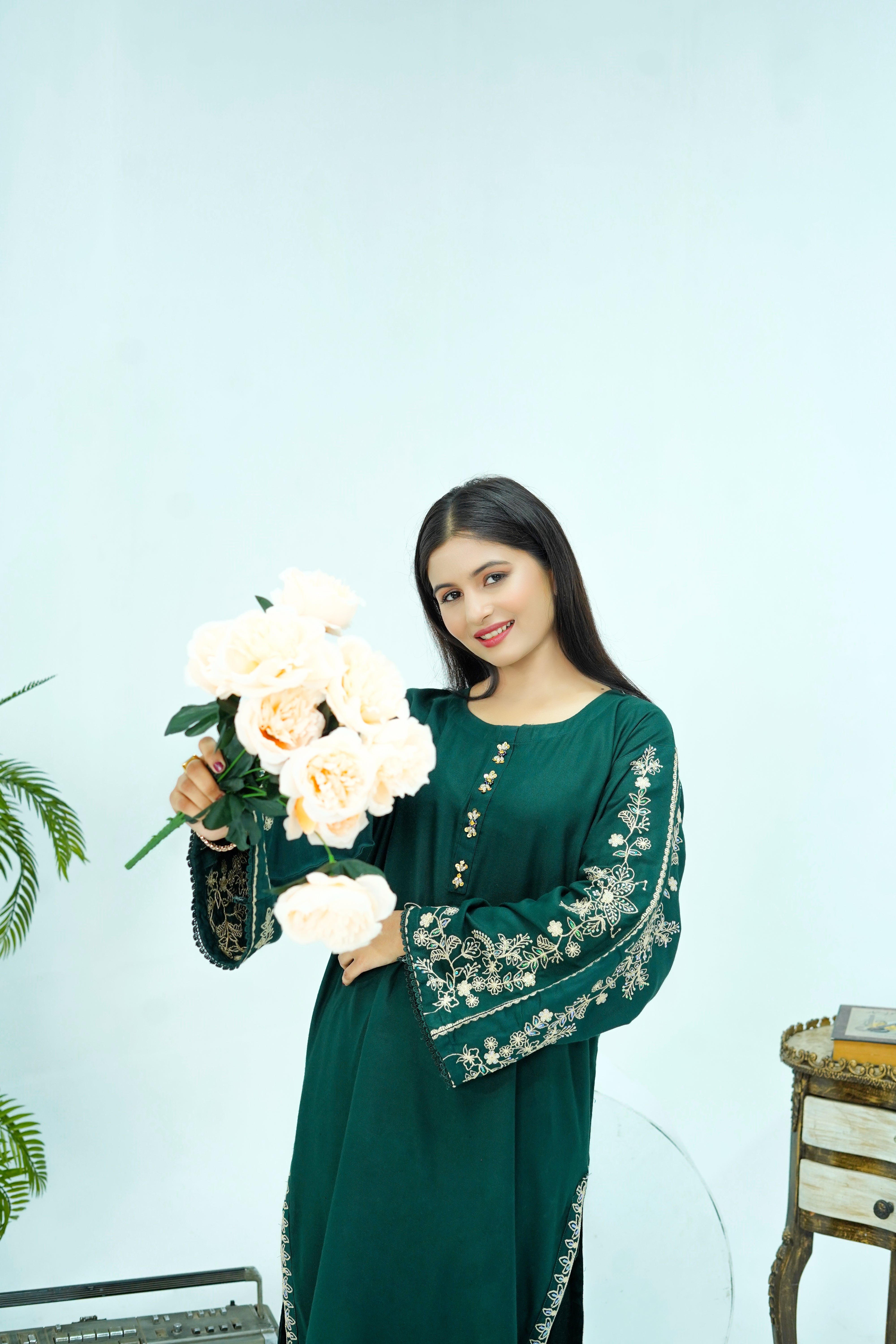 Winter Kotrai Green Embroidered 2pc Suit