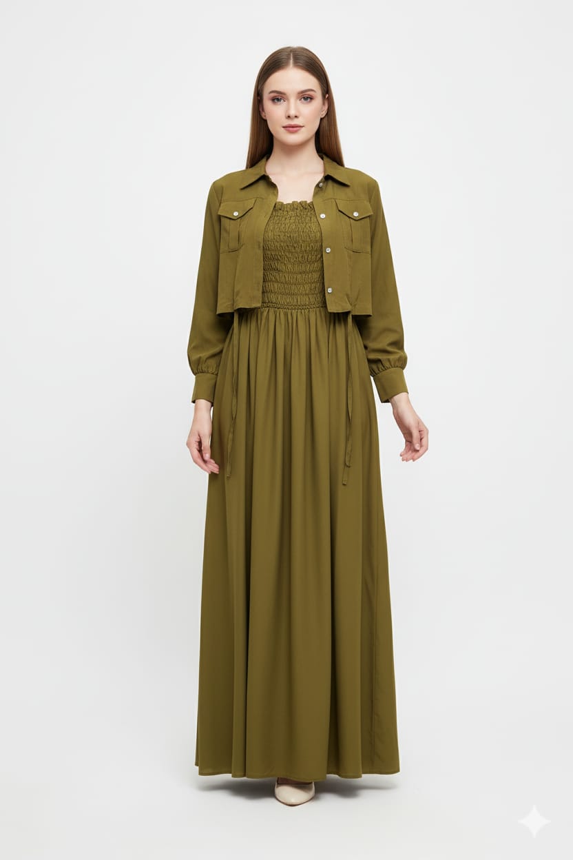 Jacket style Maxi OLIVE GREEN